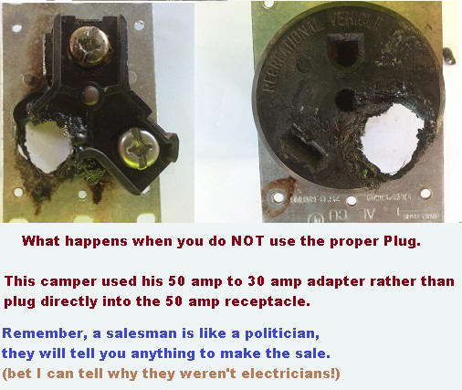 Image of damaged 30 amp receptacle